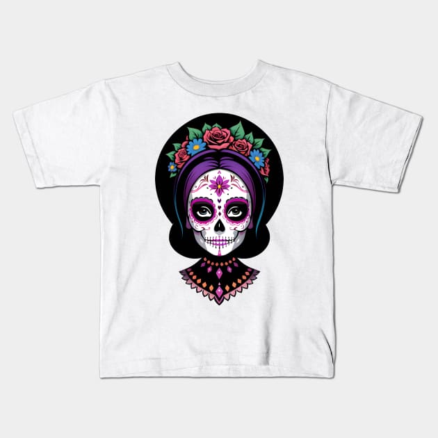 Floral Day of the Dead Girl Kids T-Shirt by CGI Studios